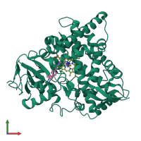 PDB entry 5frb coloured by chain, front view.
