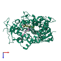 PDB entry 5frb coloured by chain, top view.