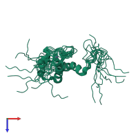 PDB entry 5frf coloured by chain, ensemble of 10 models, top view.