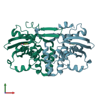 PDB entry 5frx coloured by chain, front view.