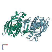 PDB entry 5frx coloured by chain, top view.