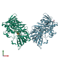 PDB entry 5fs6 coloured by chain, front view.