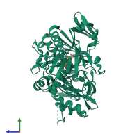 PDB entry 5fs8 coloured by chain, side view.