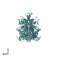 PDB entry 5fsa coloured by chain, side view.