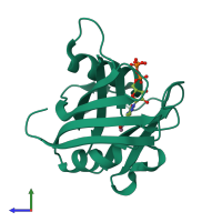 PDB entry 5fsk coloured by chain, side view.