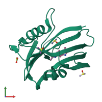 PDB entry 5fsm coloured by chain, front view.