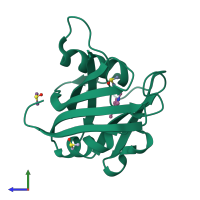 PDB entry 5fsm coloured by chain, side view.