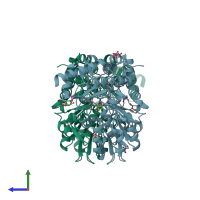 PDB entry 5ft4 coloured by chain, side view.