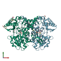 PDB entry 5ft5 coloured by chain, front view.