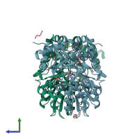PDB entry 5ft6 coloured by chain, side view.