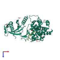 PDB entry 5ftg coloured by chain, top view.