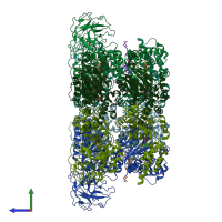 PDB entry 5ftj coloured by chain, side view.