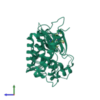 PDB entry 5fto coloured by chain, side view.