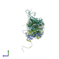 PDB entry 5fua coloured by chain, side view.