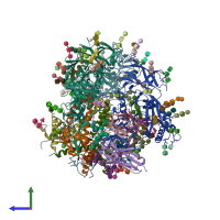 PDB entry 5fuu coloured by chain, side view.