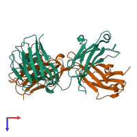 PDB entry 5fuz coloured by chain, top view.
