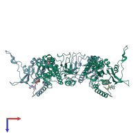 PDB entry 5fv0 coloured by chain, top view.