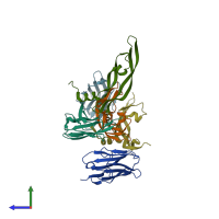 PDB entry 5fv2 coloured by chain, side view.