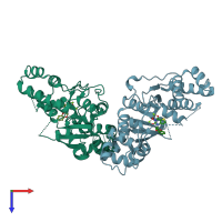 PDB entry 5fv7 coloured by chain, top view.