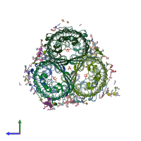 PDB entry 5fvn coloured by chain, side view.