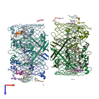 PDB entry 5fvn coloured by chain, top view.