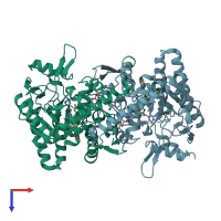 PDB entry 5fvr coloured by chain, top view.