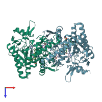 PDB entry 5fvs coloured by chain, top view.