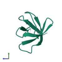 PDB entry 5fw9 coloured by chain, side view.