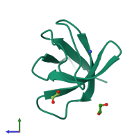 PDB entry 5fwc coloured by chain, side view.