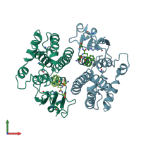 PDB entry 5fwg coloured by chain, front view.