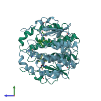 PDB entry 5fwg coloured by chain, side view.