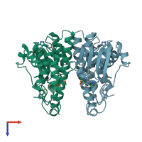 PDB entry 5fwg coloured by chain, top view.