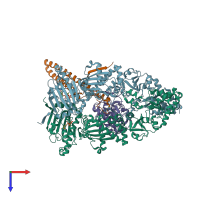 PDB entry 5fwk coloured by chain, top view.