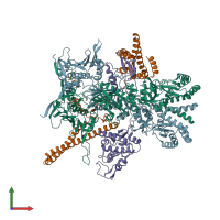 PDB entry 5fwl coloured by chain, front view.