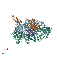 PDB entry 5fwl coloured by chain, top view.