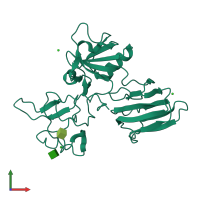 PDB entry 5fwv coloured by chain, front view.
