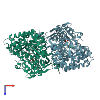 PDB entry 5fxd coloured by chain, top view.