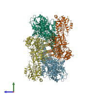 PDB entry 5fxi coloured by chain, side view.