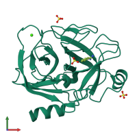 PDB entry 5fxl coloured by chain, front view.