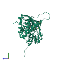 PDB entry 5fxr coloured by chain, side view.