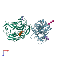 PDB entry 5fxu coloured by chain, top view.