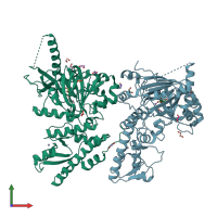 PDB entry 5fxx coloured by chain, front view.