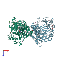PDB entry 5fy1 coloured by chain, top view.