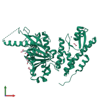 Monomeric assembly 1 of PDB entry 5fy7 coloured by chemically distinct molecules, front view.