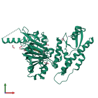 Monomeric assembly 2 of PDB entry 5fy7 coloured by chemically distinct molecules, front view.