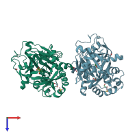 PDB entry 5fy8 coloured by chain, top view.