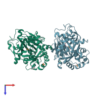 PDB entry 5fyh coloured by chain, top view.