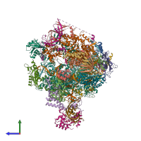 PDB entry 5fyw coloured by chain, side view.