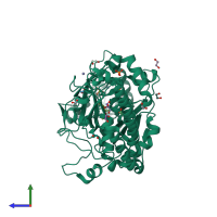 PDB entry 5fyz coloured by chain, side view.