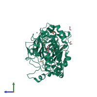 PDB entry 5fz6 coloured by chain, side view.